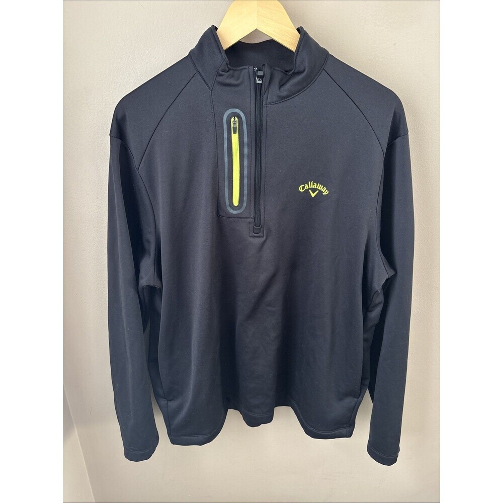 Callaway Men’s M Black Quarter Zip Fleece Lined Long Sleeve Pullover